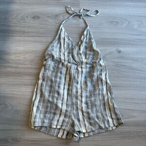 Striped Halter Neck Romper